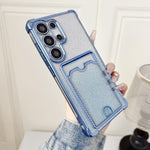 Custodia per telefono in TPU con effetto glitter sfumato e scomparto per carte., For Samsung Galaxy S25 5G, For Samsung Galaxy S25+ 5G, For Samsung Galaxy S25 Ultra 5G