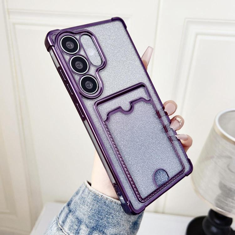 Custodia per telefono in TPU con effetto glitter sfumato e scomparto per carte., For Samsung Galaxy S26+ 5G, For Samsung Galaxy S26 Ultra 5G, For Samsung Galaxy S26 5G