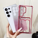 Custodia per telefono in TPU con effetto glitter sfumato e scomparto per carte., For Samsung Galaxy S23 Ultra 5G, For Samsung Galaxy S23+ 5G, For Samsung Galaxy S23 5G