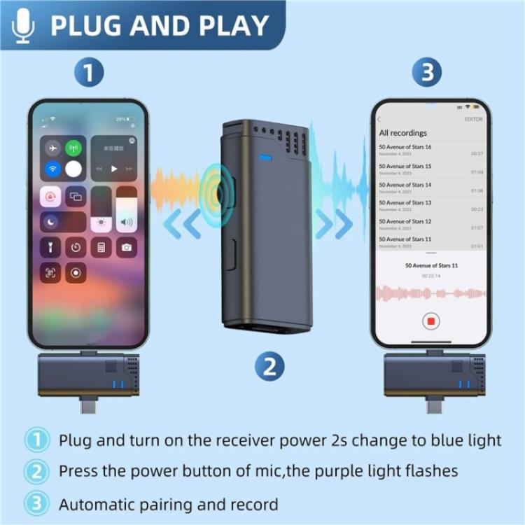 Microfono lavalier wireless 3 in 1 2,4 GHz MW16