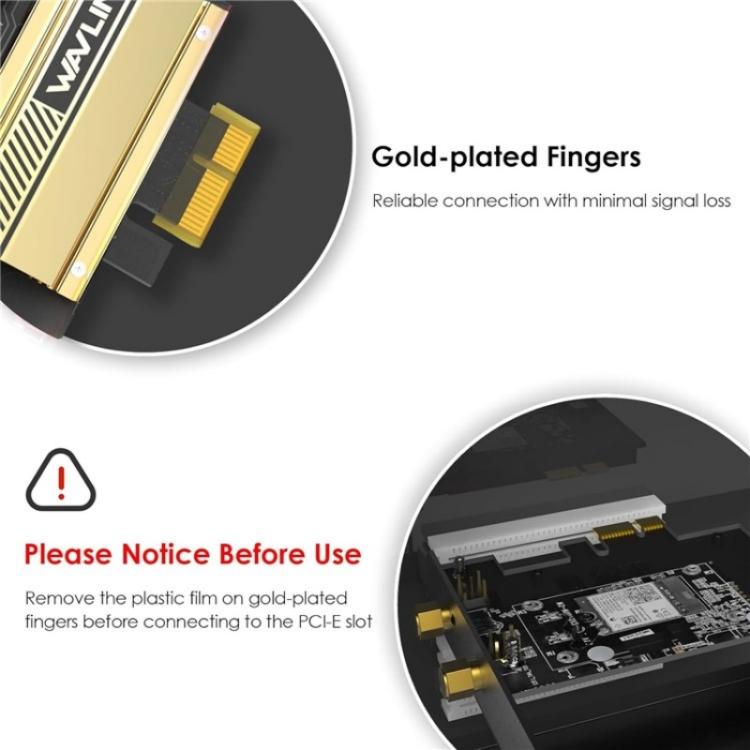 Adattatore di rete WiFi Pcie WiFi 6E WAVLINK WN675X3-C, tripla banda, AX210 AX5400, WN675X3-C