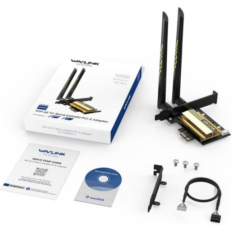 Adattatore di rete WiFi Pcie WiFi 6E WAVLINK WN675X3-C, tripla banda, AX210 AX5400, WN675X3-C