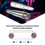 Adattatore audio JUNSUNMAY da XLR femmina a 6,35 mm femmina, XLR Female to 6.35mm Female