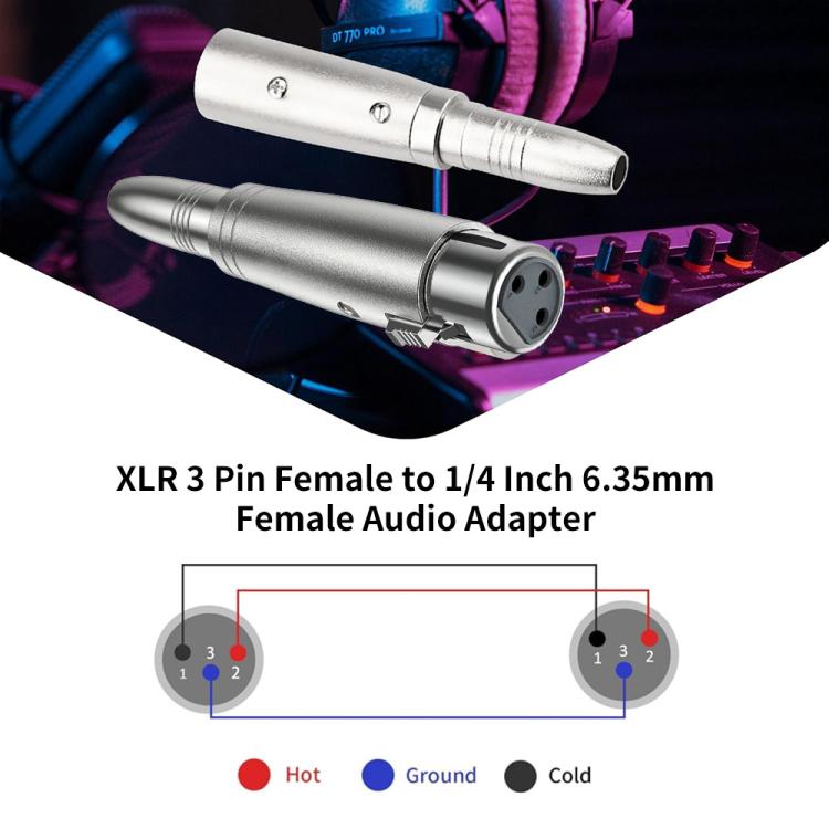 Adattatore audio JUNSUNMAY da XLR femmina a 6,35 mm femmina, XLR Female to 6.35mm Female