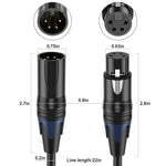 Cavo adattatore audio per cuffie JUNSUNMAY da XLR maschio a femmina a 4 pin., 0.5m, 1.8m, 3m, 5m, 10m