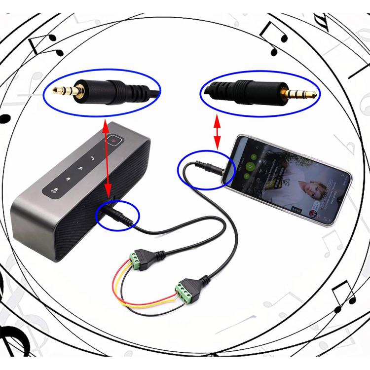 Cavo di collegamento balum audio stereo da 3,5 mm maschio a 3 pin JUNSUNMAY, lunghezza: 30 cm, 3.5mm Male to 3 Pin