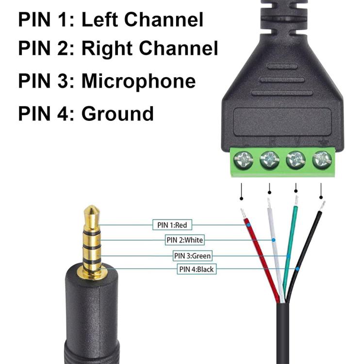 Cavo di collegamento balum audio stereo da 3,5 mm maschio a 4 pin JUNSUNMAY, lunghezza: 30 cm, 3.5mm Male to 4 Pin