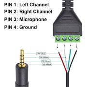 Cavo audio 3,5mm maschio a terminale 4 pin 30cm