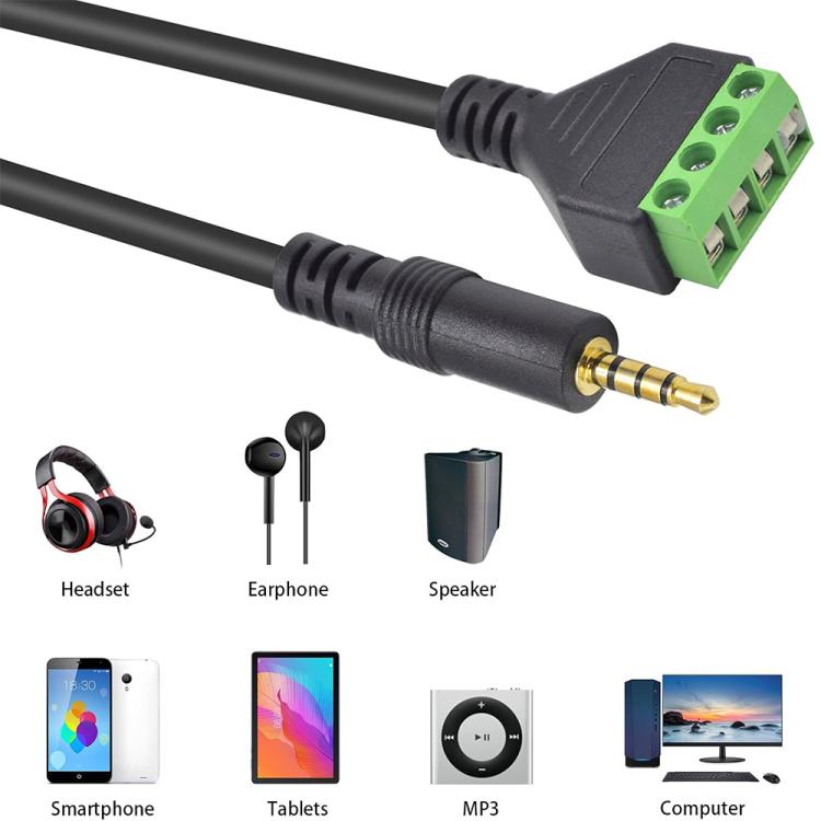 Cavo di collegamento balum audio stereo da 3,5 mm maschio a 4 pin JUNSUNMAY, lunghezza: 30 cm, 3.5mm Male to 4 Pin