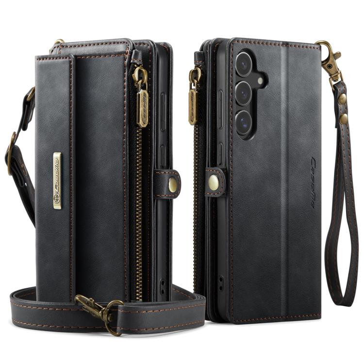 Custodia per telefono CaseMe C39 con cerniera, portafoglio in pelle e tracolla, con protezione RFID e chiusura a zip., For Samsung Galaxy S25 / S24 5G, For Samsung Galaxy S25+ / S24+ 5G, For Samsung Galaxy A14, For Samsung Galaxy A13