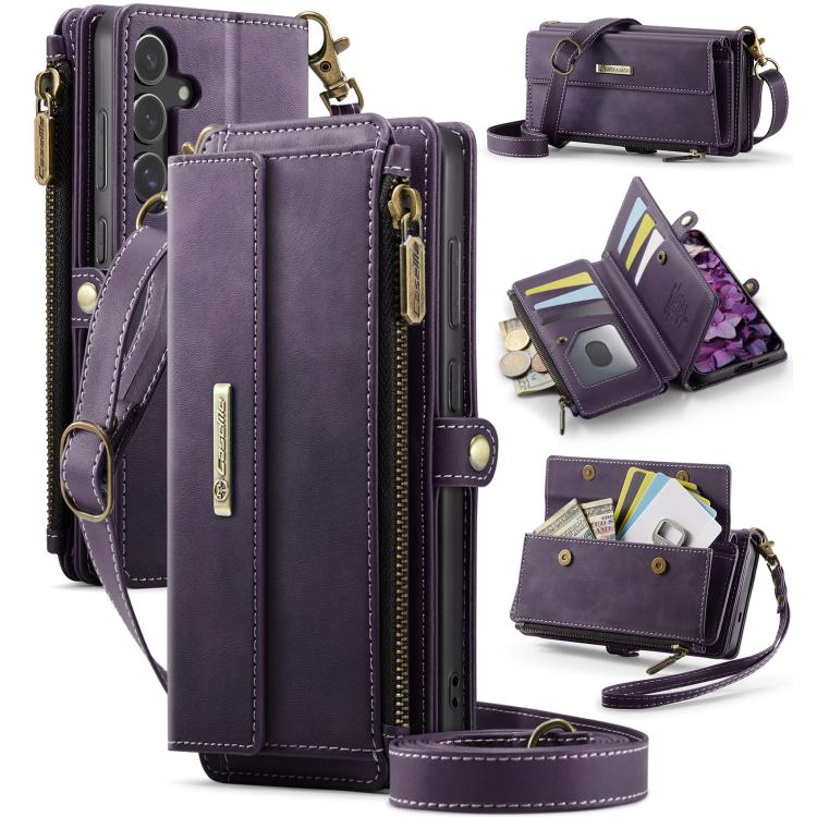 Custodia per telefono CaseMe C39 con cerniera, portafoglio in pelle e tracolla, con protezione RFID e chiusura a zip., For Samsung Galaxy S25 / S24 5G, For Samsung Galaxy S25+ / S24+ 5G, For Samsung Galaxy A14, For Samsung Galaxy A13