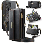 Custodia per telefono CaseMe C39 con cerniera, portafoglio in pelle e tracolla, con protezione RFID e chiusura a zip., For Samsung Galaxy A16 4G, For Samsung Galaxy S25 Ultra 5G, For Samsung Galaxy S24 FE 5G, For Samsung Galaxy A55 5G