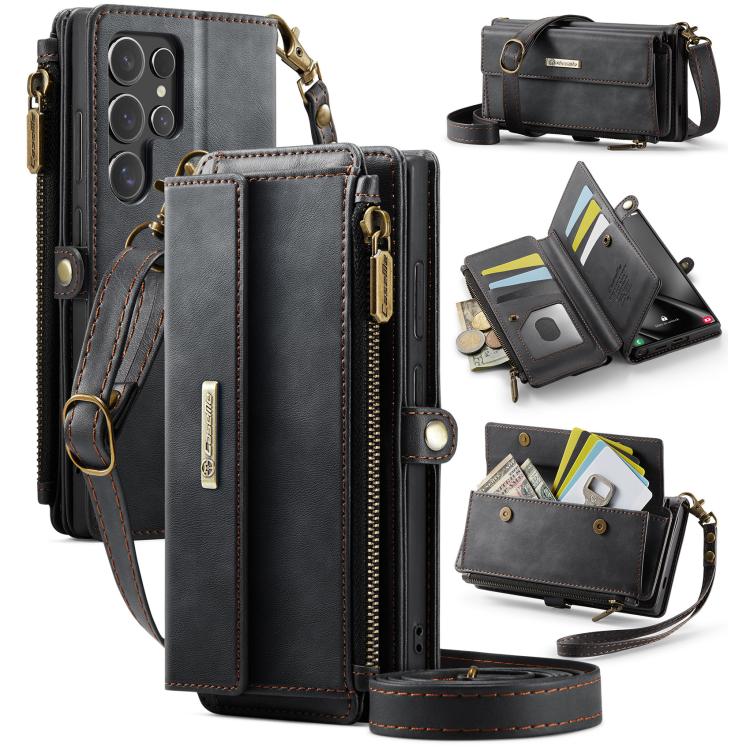 Custodia per telefono CaseMe C39 con cerniera, portafoglio in pelle e tracolla, con protezione RFID e chiusura a zip., For Samsung Galaxy A16 4G, For Samsung Galaxy S25 Ultra 5G, For Samsung Galaxy S24 FE 5G, For Samsung Galaxy A55 5G