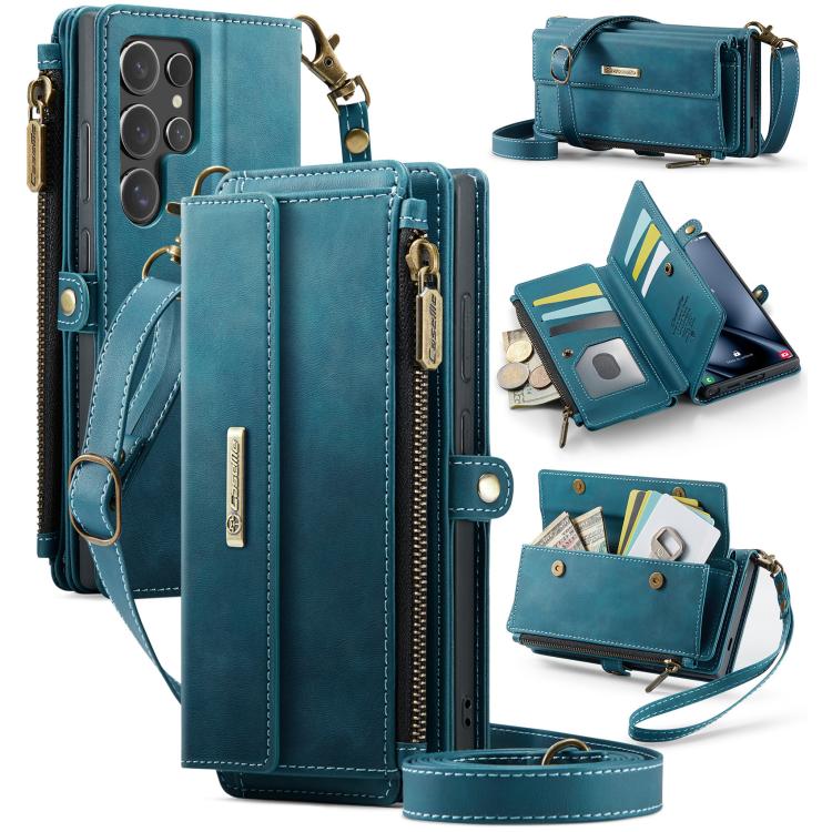 Custodia per telefono CaseMe C39 con cerniera, portafoglio in pelle e tracolla, con protezione RFID e chiusura a zip., For Samsung Galaxy A16 4G, For Samsung Galaxy S25 Ultra 5G, For Samsung Galaxy S24 FE 5G, For Samsung Galaxy A55 5G
