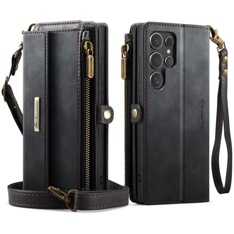 Custodia per telefono CaseMe C39 con cerniera, portafoglio in pelle e tracolla, con protezione RFID e chiusura a zip., For Samsung Galaxy S24 Ultra 5G, For Samsung Galaxy A15, For Samsung Galaxy S23 FE 5G, For Samsung Galaxy A54 5G