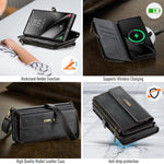 Custodia per telefono CaseMe C39 con cerniera, portafoglio in pelle e tracolla, con protezione RFID e chiusura a zip., For Samsung Galaxy S24 Ultra 5G, For Samsung Galaxy A15, For Samsung Galaxy S23 FE 5G, For Samsung Galaxy A54 5G