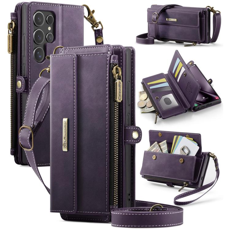 Custodia per telefono CaseMe C39 con cerniera, portafoglio in pelle e tracolla, con protezione RFID e chiusura a zip., For Samsung Galaxy S24 Ultra 5G, For Samsung Galaxy A15, For Samsung Galaxy S23 FE 5G, For Samsung Galaxy A54 5G