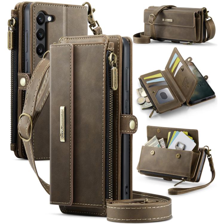 Custodia per telefono CaseMe C39 con cerniera, portafoglio in pelle e tracolla, con protezione RFID e chiusura a zip., For Samsung Galaxy S23 Ultra 5G, For Samsung Galaxy S23+ 5G, For Samsung Galaxy S23 5G, For Samsung Galaxy S22+ 5G