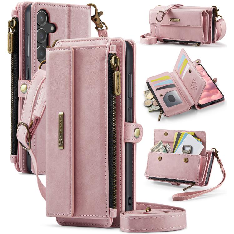 Custodia per telefono CaseMe C39 con cerniera, portafoglio in pelle e tracolla, con protezione RFID e chiusura a zip., For Samsung Galaxy S24 Ultra 5G, For Samsung Galaxy A15, For Samsung Galaxy S23 FE 5G, For Samsung Galaxy A54 5G