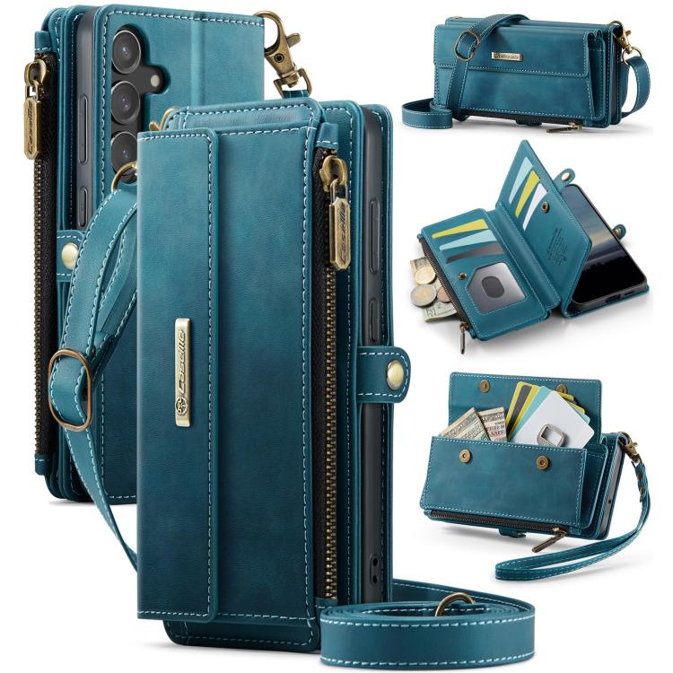 Custodia per telefono CaseMe C39 con cerniera, portafoglio in pelle e tracolla, con protezione RFID e chiusura a zip., For Samsung Galaxy S24 Ultra 5G, For Samsung Galaxy A15, For Samsung Galaxy S23 FE 5G, For Samsung Galaxy A54 5G