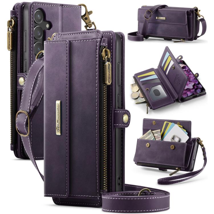 Custodia per telefono CaseMe C39 con cerniera, portafoglio in pelle e tracolla, con protezione RFID e chiusura a zip., For Samsung Galaxy S24 Ultra 5G, For Samsung Galaxy A15, For Samsung Galaxy S23 FE 5G, For Samsung Galaxy A54 5G