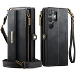 Custodia per telefono CaseMe C39 con cerniera, portafoglio in pelle e tracolla, con protezione RFID e chiusura a zip., For Samsung Galaxy S23 Ultra 5G, For Samsung Galaxy S23+ 5G, For Samsung Galaxy S23 5G, For Samsung Galaxy S22+ 5G