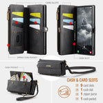 Custodia per telefono CaseMe C39 con cerniera, portafoglio in pelle e tracolla, con protezione RFID e chiusura a zip., For Samsung Galaxy S23 Ultra 5G, For Samsung Galaxy S23+ 5G, For Samsung Galaxy S23 5G, For Samsung Galaxy S22+ 5G