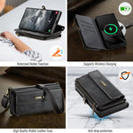 Custodia per telefono CaseMe C39 con cerniera, portafoglio in pelle e tracolla, con protezione RFID e chiusura a zip., For Samsung Galaxy S23 Ultra 5G, For Samsung Galaxy S23+ 5G, For Samsung Galaxy S23 5G, For Samsung Galaxy S22+ 5G
