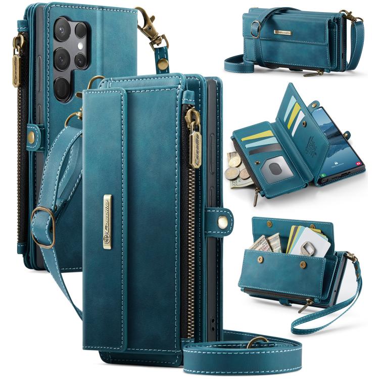 Custodia per telefono CaseMe C39 con cerniera, portafoglio in pelle e tracolla, con protezione RFID e chiusura a zip., For Samsung Galaxy S23 Ultra 5G, For Samsung Galaxy S23+ 5G, For Samsung Galaxy S23 5G, For Samsung Galaxy S22+ 5G
