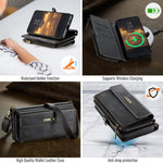 Custodia per telefono CaseMe C39 con cerniera, portafoglio in pelle e tracolla, con protezione RFID e chiusura a zip., For Samsung Galaxy S22 5G, For Samsung Galaxy S21 FE 5G, For Samsung Galaxy A52, For Samsung Galaxy A53