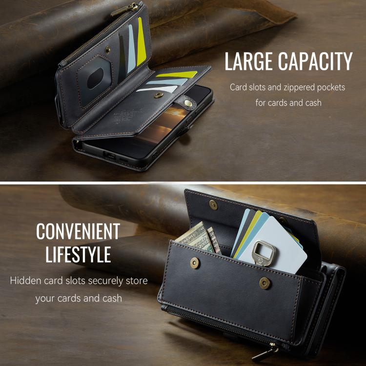 Custodia per telefono CaseMe C39 con cerniera, portafoglio in pelle e tracolla, con protezione RFID e chiusura a zip., For Samsung Galaxy S22 5G, For Samsung Galaxy S21 FE 5G, For Samsung Galaxy A52, For Samsung Galaxy A53