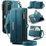 Custodia per telefono CaseMe C39 con cerniera, portafoglio in pelle e tracolla, con protezione RFID e chiusura a zip., For Samsung Galaxy S23 Ultra 5G, For Samsung Galaxy S23+ 5G, For Samsung Galaxy S23 5G, For Samsung Galaxy S22+ 5G