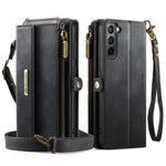 Custodia per telefono CaseMe C39 con cerniera, portafoglio in pelle e tracolla, con protezione RFID e chiusura a zip., For Samsung Galaxy S21 5G, For Samsung Galaxy S21+ 5G, For Samsung Galaxy S21 Ultra 5G, For Samsung Galaxy S20 FE 5G
