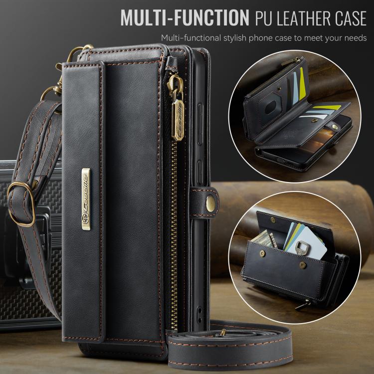 Custodia per telefono CaseMe C39 con cerniera, portafoglio in pelle e tracolla, con protezione RFID e chiusura a zip., For Samsung Galaxy S21 5G, For Samsung Galaxy S21+ 5G, For Samsung Galaxy S21 Ultra 5G, For Samsung Galaxy S20 FE 5G