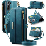 Custodia per telefono CaseMe C39 con cerniera, portafoglio in pelle e tracolla, con protezione RFID e chiusura a zip., For Samsung Galaxy S21 5G, For Samsung Galaxy S21+ 5G, For Samsung Galaxy S21 Ultra 5G, For Samsung Galaxy S20 FE 5G