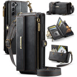 Custodia per telefono CaseMe C39 con cerniera, portafoglio in pelle e tracolla, con protezione RFID e chiusura a zip., For Samsung Galaxy S21 5G, For Samsung Galaxy S21+ 5G, For Samsung Galaxy S21 Ultra 5G, For Samsung Galaxy S20 FE 5G