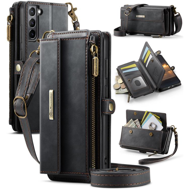 Custodia per telefono CaseMe C39 con cerniera, portafoglio in pelle e tracolla, con protezione RFID e chiusura a zip., For Samsung Galaxy S21 5G, For Samsung Galaxy S21+ 5G, For Samsung Galaxy S21 Ultra 5G, For Samsung Galaxy S20 FE 5G