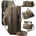 Custodia per telefono CaseMe C39 con cerniera, portafoglio in pelle e tracolla, con protezione RFID e chiusura a zip., For Samsung Galaxy S21 5G, For Samsung Galaxy S21+ 5G, For Samsung Galaxy S21 Ultra 5G, For Samsung Galaxy S20 FE 5G