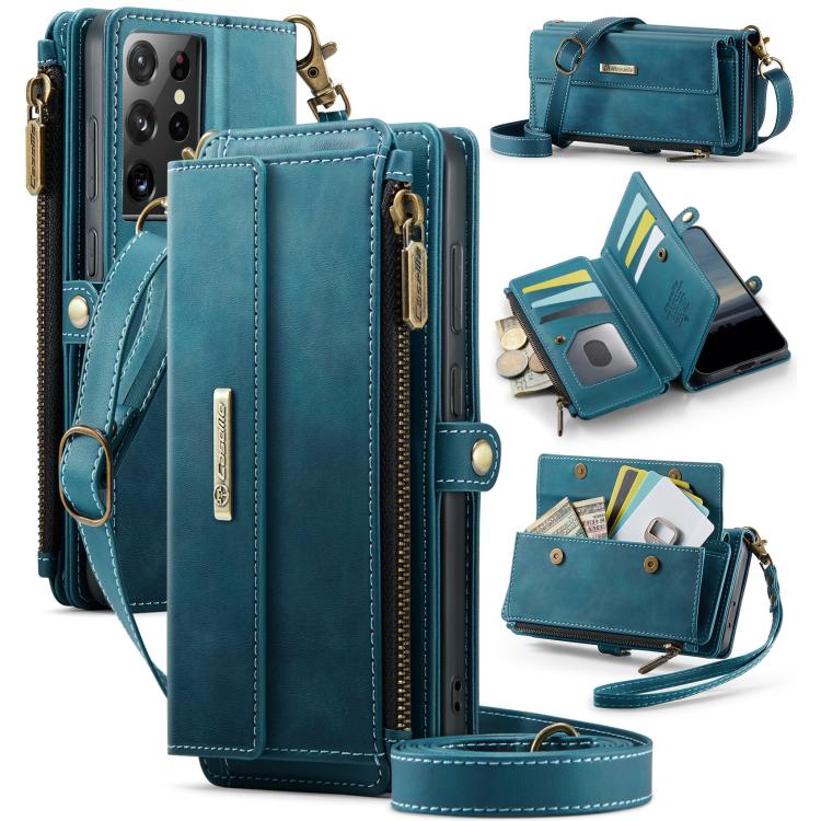 Custodia per telefono CaseMe C39 con cerniera, portafoglio in pelle e tracolla, con protezione RFID e chiusura a zip., For Samsung Galaxy S21 5G, For Samsung Galaxy S21+ 5G, For Samsung Galaxy S21 Ultra 5G, For Samsung Galaxy S20 FE 5G