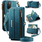 Custodia per telefono CaseMe C39 con cerniera, portafoglio in pelle e tracolla, con protezione RFID e chiusura a zip., For Samsung Galaxy S20 Ultra 5G, For Samsung Galaxy S20+ 5G, For Samsung Galaxy S20 5G, For Samsung Galaxy A17