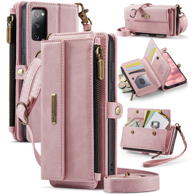 Custodia per telefono CaseMe C39 con cerniera, portafoglio in pelle e tracolla, con protezione RFID e chiusura a zip., For Samsung Galaxy S21 5G, For Samsung Galaxy S21+ 5G, For Samsung Galaxy S21 Ultra 5G, For Samsung Galaxy S20 FE 5G