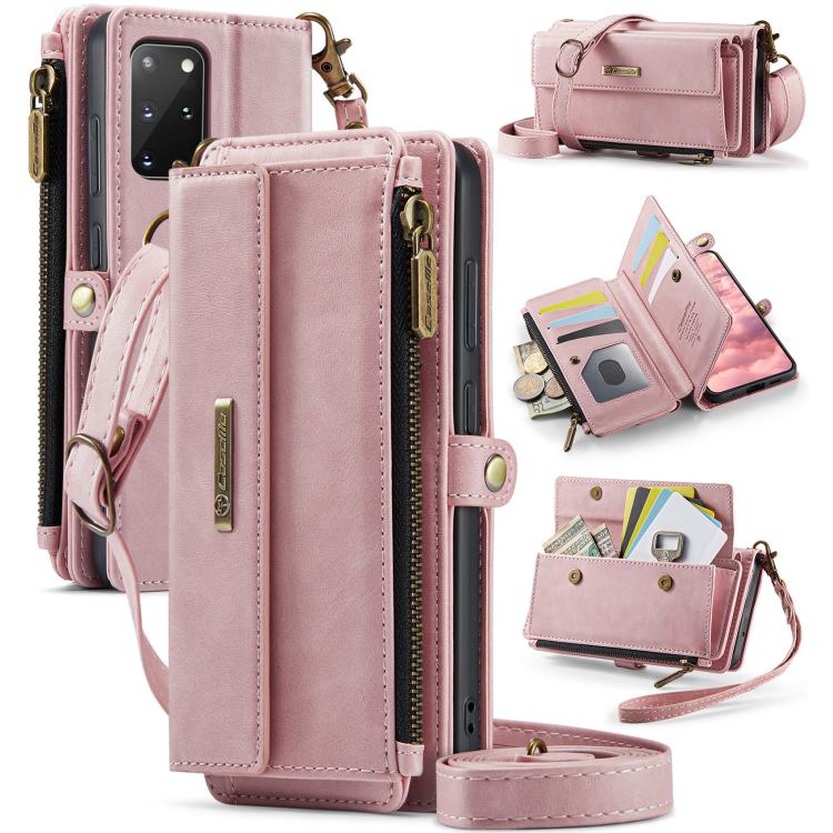 Custodia per telefono CaseMe C39 con cerniera, portafoglio in pelle e tracolla, con protezione RFID e chiusura a zip., For Samsung Galaxy S20 Ultra 5G, For Samsung Galaxy S20+ 5G, For Samsung Galaxy S20 5G, For Samsung Galaxy A17