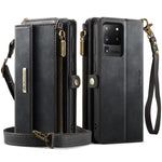 Custodia per telefono CaseMe C39 con cerniera, portafoglio in pelle e tracolla, con protezione RFID e chiusura a zip., For Samsung Galaxy S20 Ultra 5G, For Samsung Galaxy S20+ 5G, For Samsung Galaxy S20 5G, For Samsung Galaxy A17