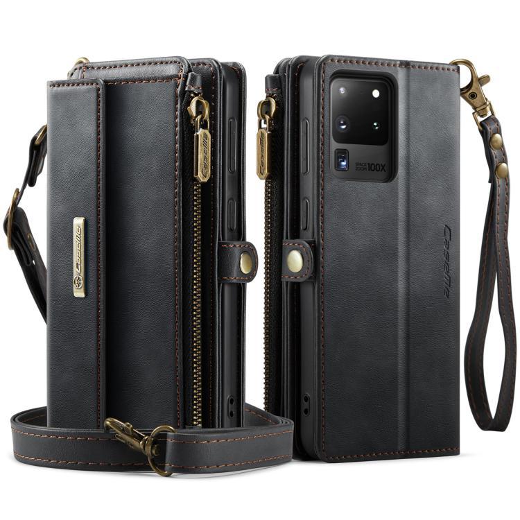 Custodia per telefono CaseMe C39 con cerniera, portafoglio in pelle e tracolla, con protezione RFID e chiusura a zip., For Samsung Galaxy S20 Ultra 5G, For Samsung Galaxy S20+ 5G, For Samsung Galaxy S20 5G, For Samsung Galaxy A17