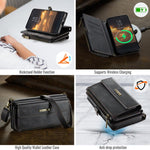 Custodia per telefono CaseMe C39 con cerniera, portafoglio in pelle e tracolla, con protezione RFID e chiusura a zip., For Samsung Galaxy S20 Ultra 5G, For Samsung Galaxy S20+ 5G, For Samsung Galaxy S20 5G, For Samsung Galaxy A17