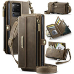 Custodia per telefono CaseMe C39 con cerniera, portafoglio in pelle e tracolla, con protezione RFID e chiusura a zip., For Samsung Galaxy S20 Ultra 5G, For Samsung Galaxy S20+ 5G, For Samsung Galaxy S20 5G, For Samsung Galaxy A17