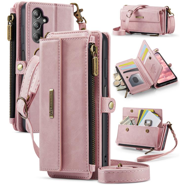 Custodia per telefono CaseMe C39 con cerniera, portafoglio in pelle e tracolla, con protezione RFID e chiusura a zip., For Samsung Galaxy S25 / S24 5G, For Samsung Galaxy S25+ / S24+ 5G, For Samsung Galaxy A14, For Samsung Galaxy A13