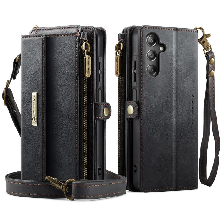 Custodia per telefono CaseMe C39 con cerniera, portafoglio in pelle e tracolla, con protezione RFID e chiusura a zip., For Samsung Galaxy A16 4G, For Samsung Galaxy S25 Ultra 5G, For Samsung Galaxy S24 FE 5G, For Samsung Galaxy A55 5G