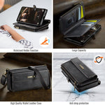 Custodia per telefono CaseMe C39 con cerniera, portafoglio in pelle e tracolla, con protezione RFID e chiusura a zip., For Samsung Galaxy A16 4G, For Samsung Galaxy S25 Ultra 5G, For Samsung Galaxy S24 FE 5G, For Samsung Galaxy A55 5G