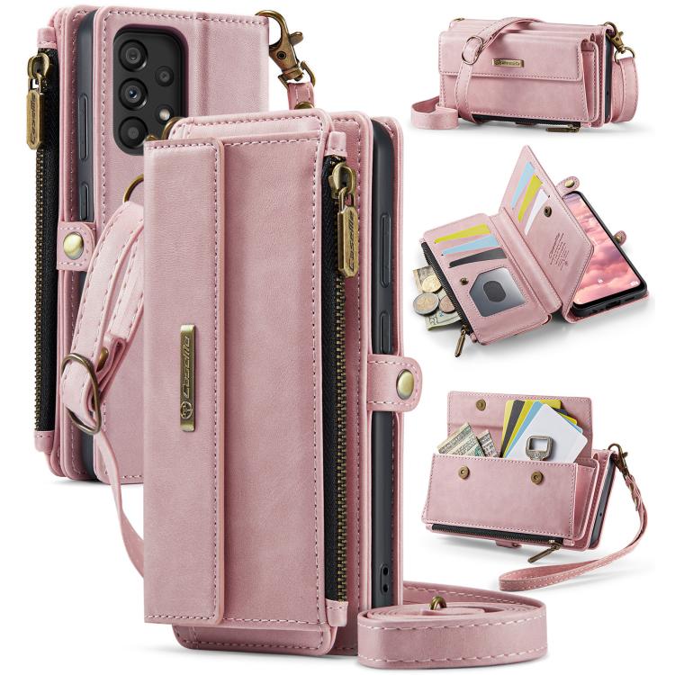 Custodia per telefono CaseMe C39 con cerniera, portafoglio in pelle e tracolla, con protezione RFID e chiusura a zip., For Samsung Galaxy S22 5G, For Samsung Galaxy S21 FE 5G, For Samsung Galaxy A52, For Samsung Galaxy A53